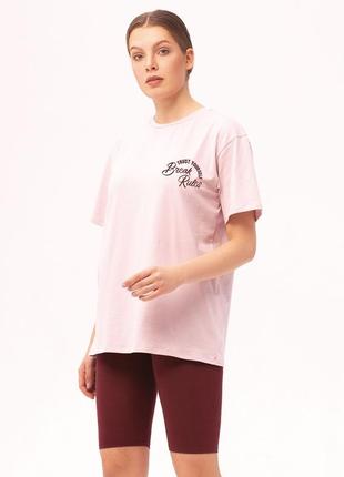 Жіноча бавовняна піжама рожевого кольору футболка та шорти тм roksana 1389/700