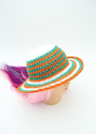 Женская летняя шляпа для пляжа. зеленая вязана шляпа1 фото