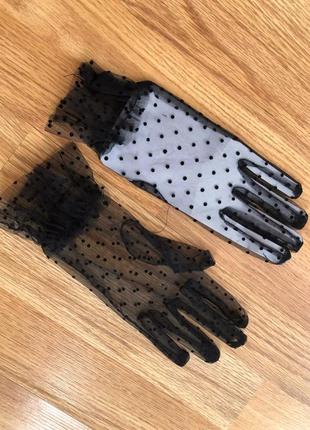 Рукавички перчатки сетка фатин короткi1 фото
