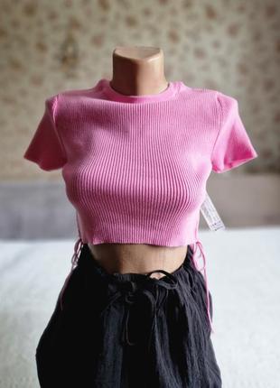 Жіноча коротка футболка топ у рубчик zara3 фото