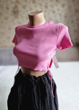 Жіноча коротка футболка топ у рубчик zara4 фото