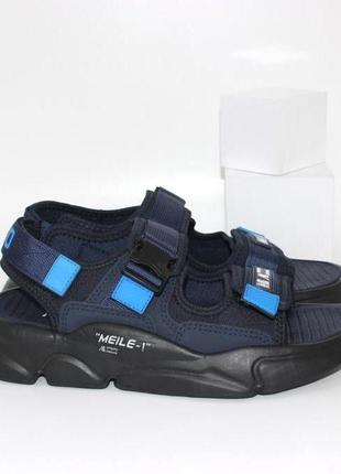 Синие спортивные мужские летние сандалии, босоножки4 фото