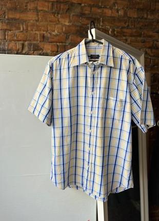 Paul shark men’s plaid short sleeve button shirt сорочка на короткий рукав