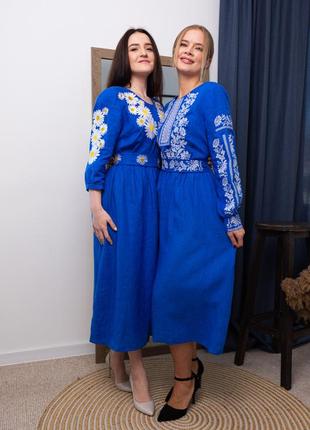 Вышитое синее платье/вышиванки/платья/рубашки/блузки4 фото