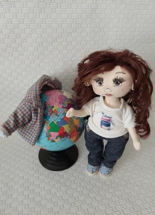 Текстильная кукла ручной работы в деловом стиле5 фото