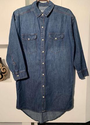 Джинсовое платье -рубашка р 10