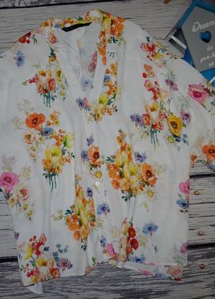 28/м фирменная женская рубашка блузка блуза рубашка цветочный принт зара zara4 фото