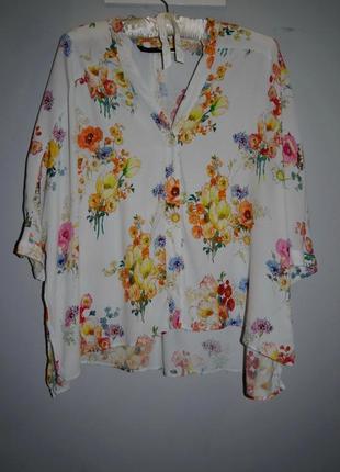 28/м фирменная женская рубашка блузка блуза рубашка цветочный принт зара zara10 фото