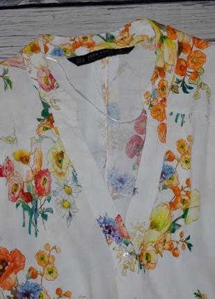 28/м фирменная женская рубашка блузка блуза рубашка цветочный принт зара zara5 фото