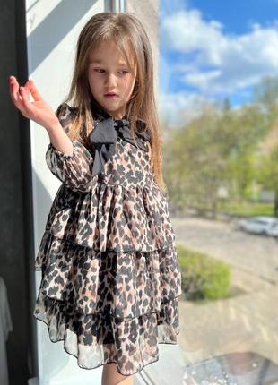 Платье на девочку шифоновая принт леопард. производитель туречки.