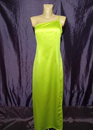 Платье макси с асимметричным верхом, щадящий атлас фисташковый цвет бренд extro &amp;vert