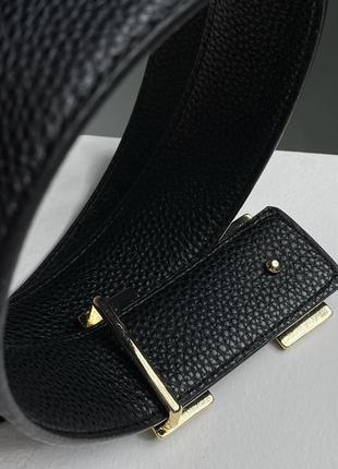 Ремень hermes leather belt total black черный женский / мужской5 фото