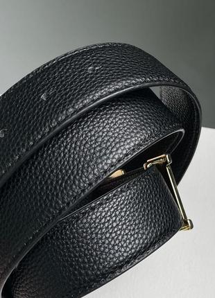 Ремень hermes leather belt total black черный женский / мужской7 фото