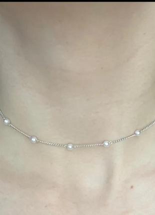 Ожерелье чокер бижутерия украшение на шею цепочку с жемчужинами перла чокер короткий