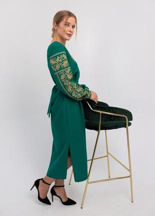 Вышитое зеленое платье/вышиванки/платья/рубашки/блузки2 фото