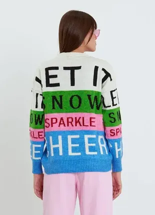 🌈🕊️🌻 жіночий светр оверсайз h m жаккардової в'язки з написом3 фото