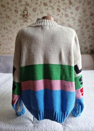 🌈🕊️🌻 жіночий светр оверсайз h m жаккардової в'язки з написом8 фото