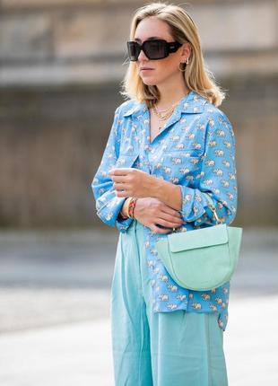 Zara рубашка стильная голубая, принт слоны, актуальная блузка3 фото