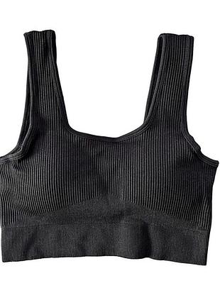Спортивный топ в рубчик с чашками l tumilkets черный