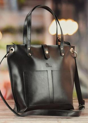 Сумка шкіряна tote black-onix "s"