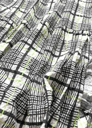 Красивенное хлопковое платье макси длины в трендовую клетку и пышными рукавами-буффами8 фото