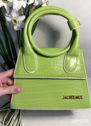 Сумка зелена під крокодила жіноча, сумка з екошкіри салатова пітон через плече клатч сумка з екошкіри  туреччина в стилі jacquemus джаксимус жакмюс