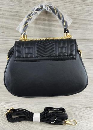 Сучасна жіноча чорна сумка + гаманець через плече з екошкіри, модна трендова жіноча сумочка для дівчини3 фото