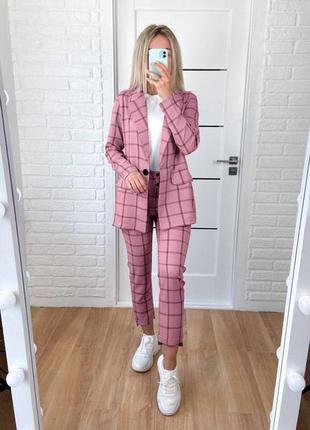 Женский брючный костюм в клетку 5 цветов