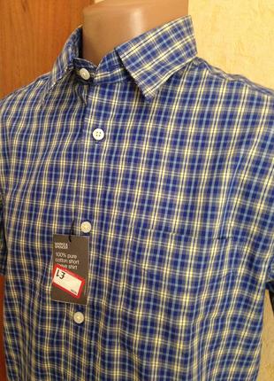 Рубашка в клетку с нагрудным карманом-хлопок