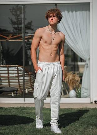 Чоловічі спортивні штани сірі / якісні спорт штани на весну - осінь