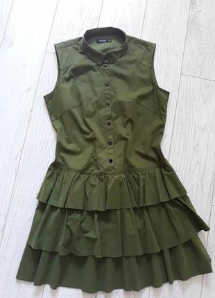 Платье цвета хаки, летнее платье в стиле милитари2 фото