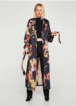 Zara limited edition крутой стильный плащ, тренч роскошный принт, с поясом2 фото