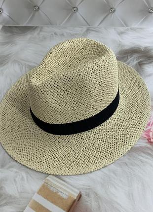 Жіночий літній капелюх федора тканий mizo bang бежевий