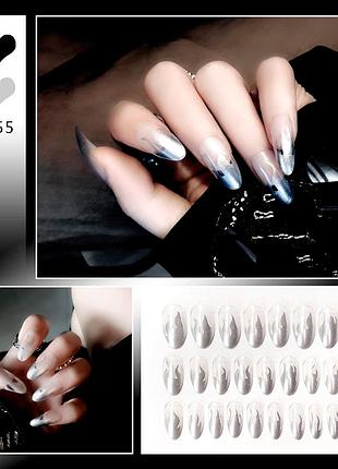 Накладные ногти 24 шт. для маникюра - серебряное пламя