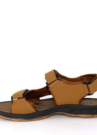 Стильные сандалии мужские коричневые/рыди на липучках нубук летние - мужская обувь на лето5 фото