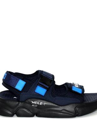 Стильные спортивные сандалии мужские темно-синие на липучках - мужская обувь на лето7 фото