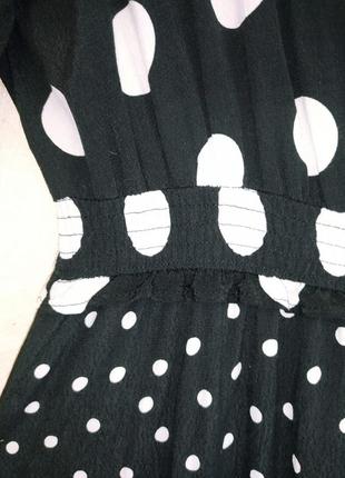 Чёрное платье в горошек рукава фонарик батал4 фото