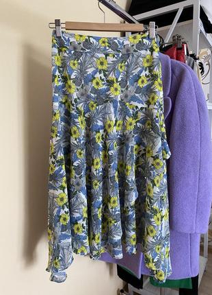 Летняя юбка юбка в цветы шифоновая миди рюша волан геометрия only юбка мыды в звеньев шифоновая3 фото