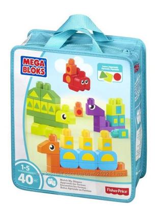 Конструктор мега блокс динозаври 40 шт. великі деталі mega bloks match my shapes