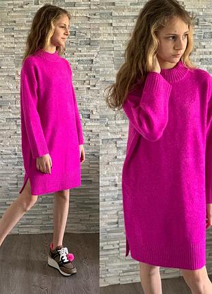 Дитяча в’язана малинова сукня zara/детское вязаное платье зара