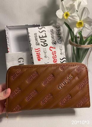 Кошелек комплект женский из экокожи + коробка набор, кошелек стиля гесс guess, кошелек женский с коробкой, кошелек