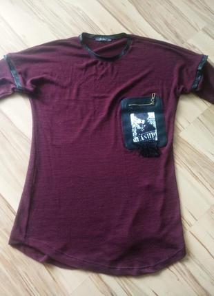 Новый стильный лонгслив с кожей, l xl xxl