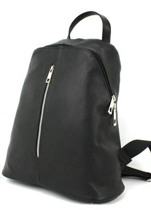 Жіночий шкіряний рюкзак міський borsacomoda 14 л чорний