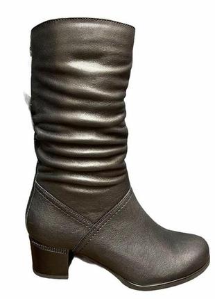 Сапоги женские кожаные черные romax m3308