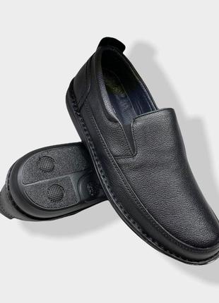 Туфли мужские кожаные черные без шнуровки ulus7 фото
