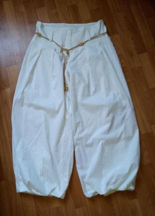 Белые натуральные летние брюки, "алладин" , р. 16/xxl5 фото