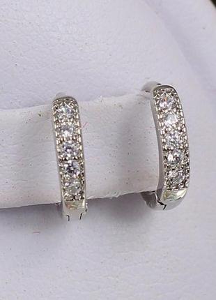 Серьги xuping jewelry детские дорожка из камешков 10 мм серебристые