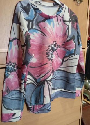 Тонкий батник в цветочный принт