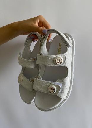 Сандалии ch*** sandals white leather premium