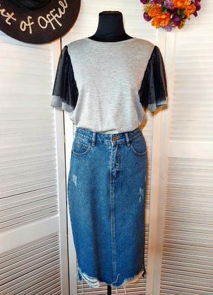 Футболка серая рукава фатин от marks spenser